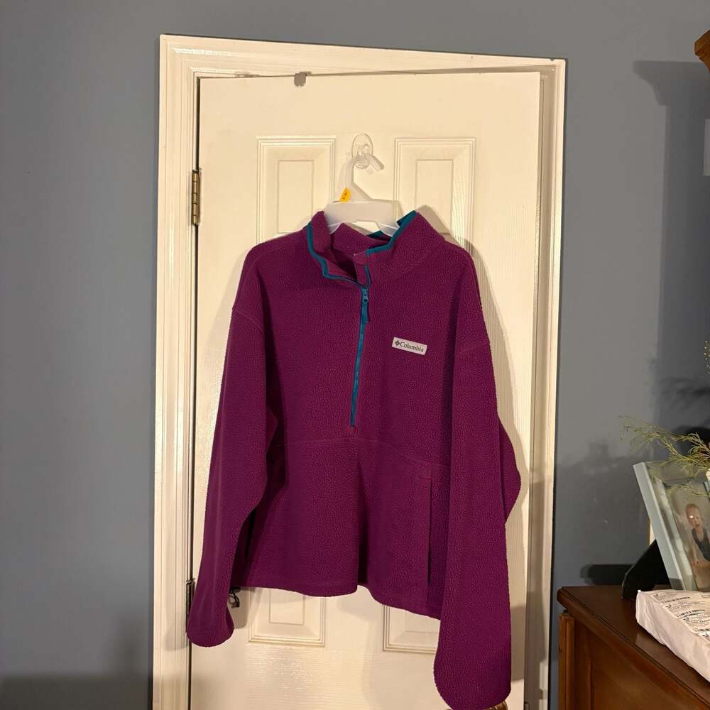 Columbia Women's Sequoia Grove Half Zip High Pile Fleece Pullover, Purple